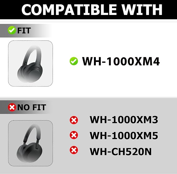 wh-1000xm4 Replacement Ear Pads Compatible with Sony WH-1000XM4 Headphones,WH1000XM4 Ear Cushions Are Made Of Soundproof Sponge And Protein Leather(Black)