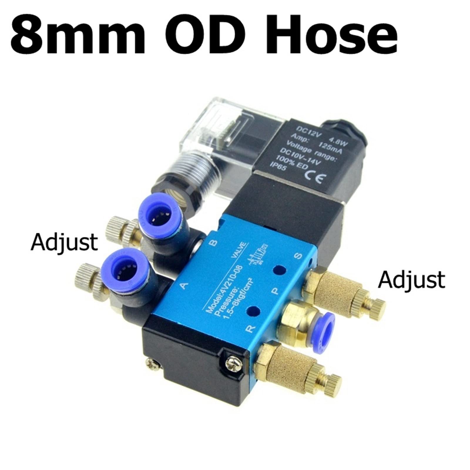 Válvula solenoide de agua, Válvula solenoide neumática eléctrica de 5 vías, 2 posiciones, 12 V, 24 V, 220 V, 6 mm, 8 mm y 10 mm, conexión de manguera, ajuste de control, válvula magnética de aire y ga