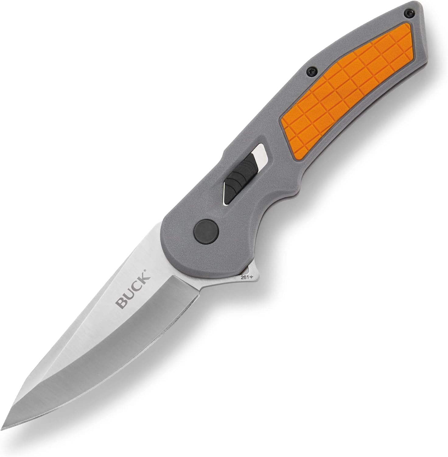 Buck Knives 261 Hexam Folding Pocket Knife, 3.35" Stainless Steel Blade, Pocket Clip (Gray/Orange)