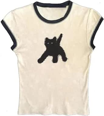 Y2K Graphic Baby Tee Women Grunge Emo Crop Top
