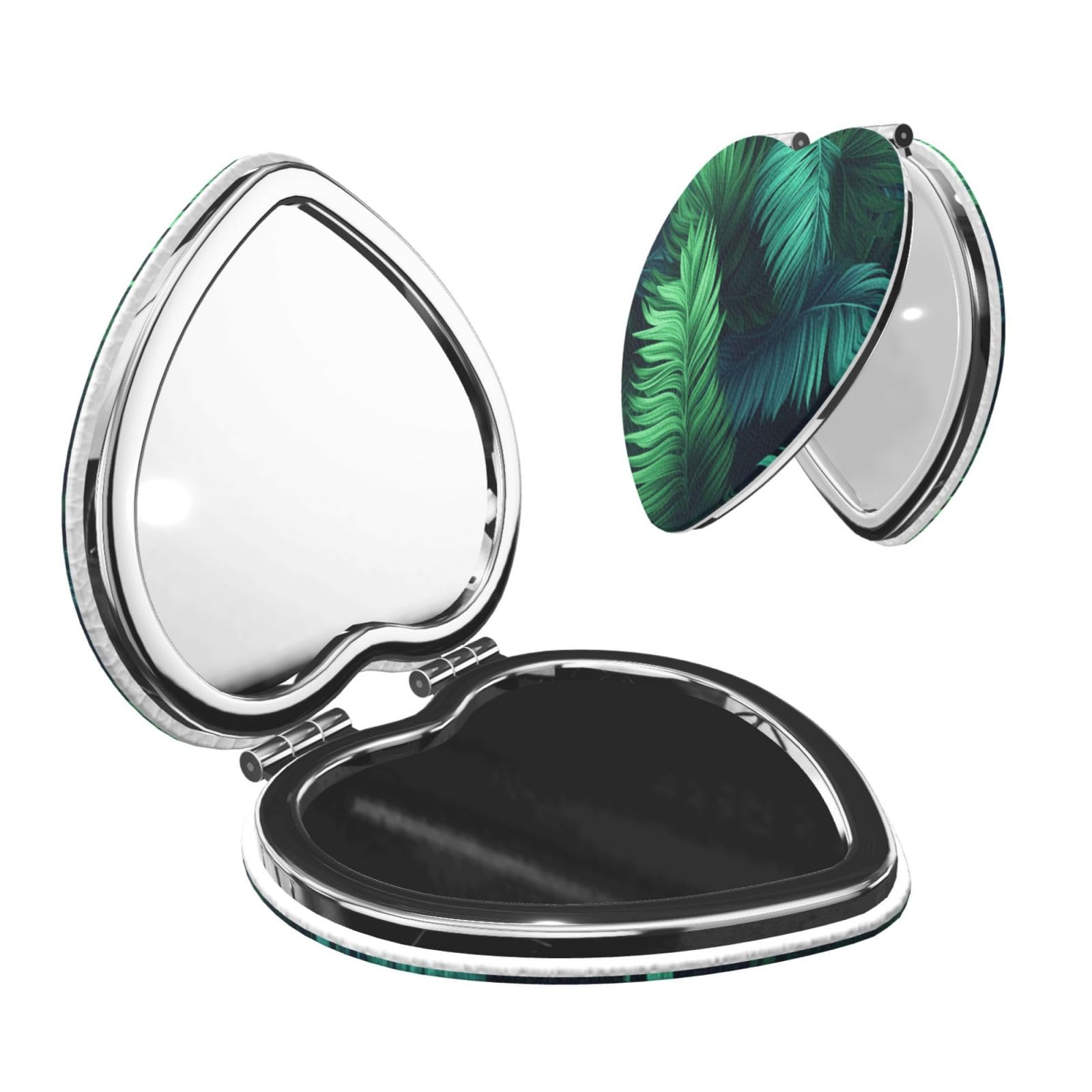 DWVTSLH Tropical Palm Leaves Compact Mirror for Purse, Double-Sided 2X/1X Magnifying Mirror for Women Men, Travel Makeup Mirror for Handbag, Handheld Vanity Mirror for Gift
