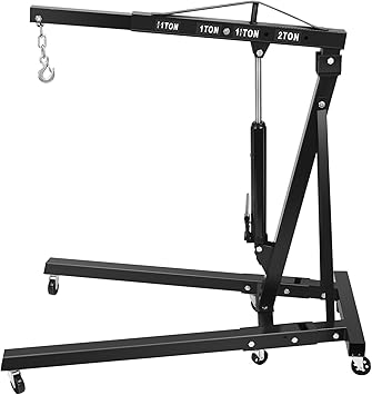 2 Ton Folding Hydraulic Engine Crane, Folding Engine Crane Folding Engine Hoist 4400lbs Crane Hoist LIF, Folding Cherry Picker, Suitable for Car Fixing, Workshops, Garages, Etc