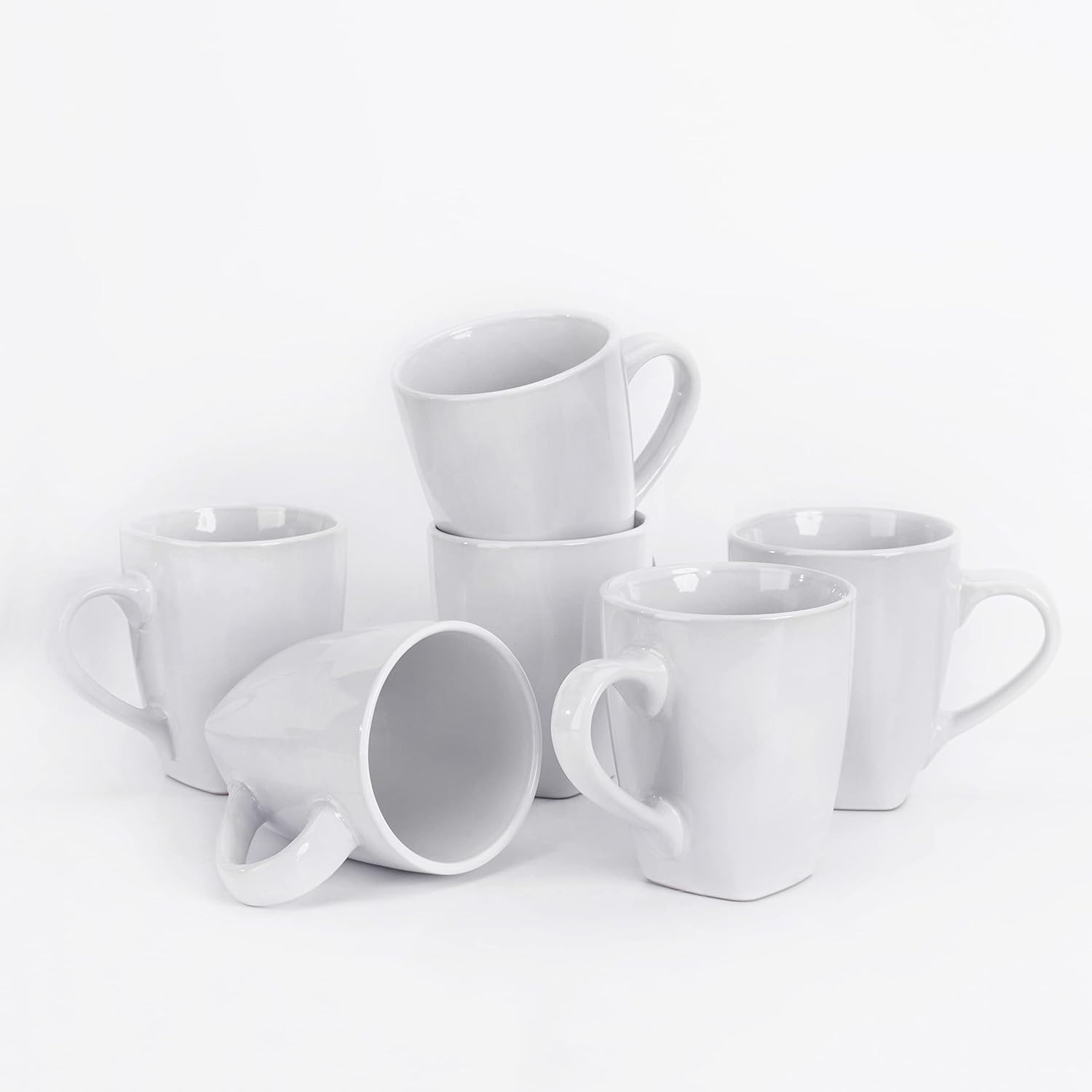 BOBOYM Coffee Mugs,White Coffee Mug Set of 6,12 Oz Ceramic Coffee Cups