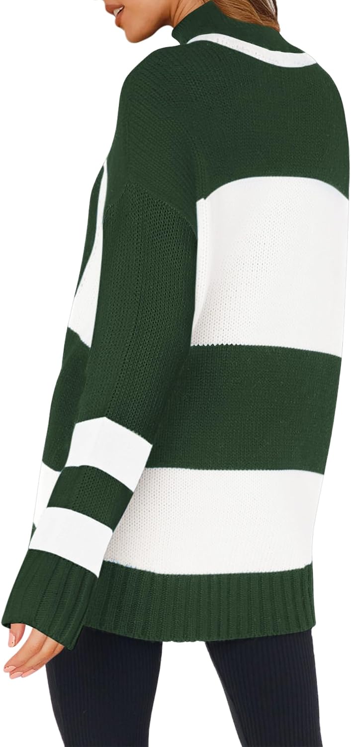 Yousify Womens Sweaters Fall 2025 Oversized Color Block Ski Sweater Crewneck Winter Tops S-2XL - Image 3