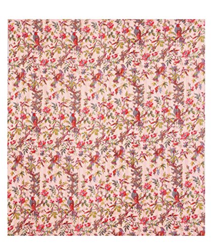 Kantha Stitch Gudri Floral Home Décor Pattern Blue Queen Size Handmade Quilt 107 X 92