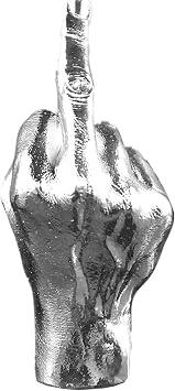 Vertical Middle Finger Hand Gesture Desk Creative Statues, Personality Finger Gifts for Friends Family, Shop, Home Office Playroo Decoration Silver-B