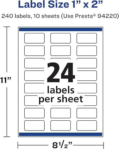 Miniatura 5 de Avery Etiquetas rectangulares impermeables duraderas, tecnología Sure Feed, 1 "x 2", 240 en total, etiquetas impermeables resistentes al aceite y al