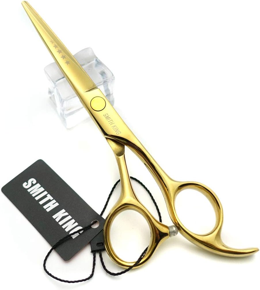 5.5 Inches Hair Cutting Scissors Set with Razor Combs Lether Scissors Case,Hair Cutting Shears Hair Thinning Shears for Personal and Professional (Gold)