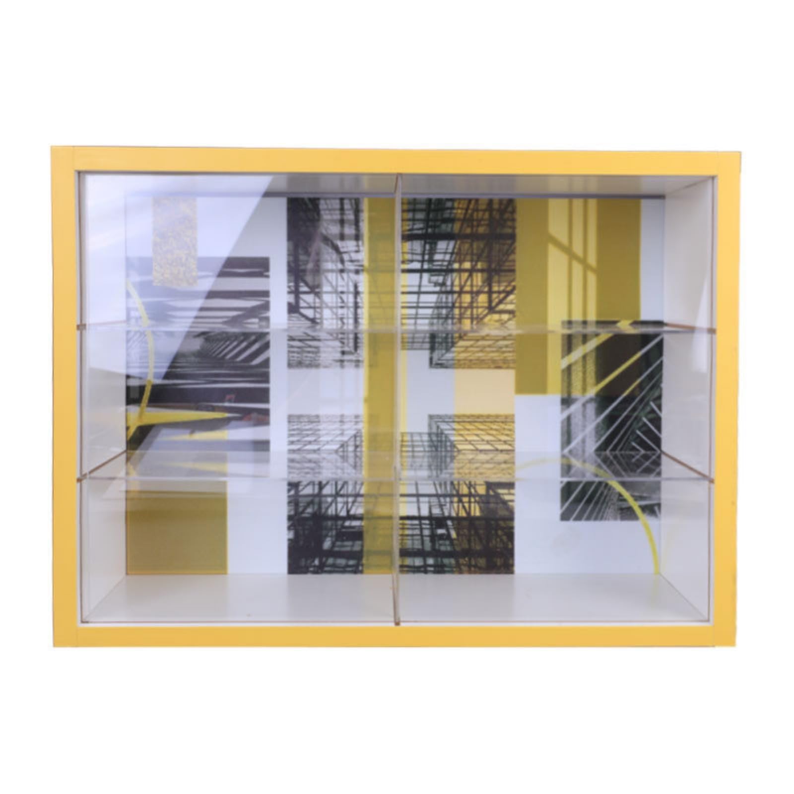 harayaa Vitrina para Miniatura Caja Expositora Organizador Estante Soporte Acrílico con Marco Rectangular y para Mostrar Miniaturas Adecuado , Gris , Patrón Geométrico con Marco Gris