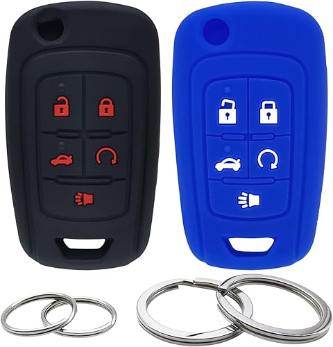 2 fundas de silicona para llavero de 5 botones, protector sin llave compatible con Chevrolet Chevy Malibu Camaro Cruze Limited Equinox Impala