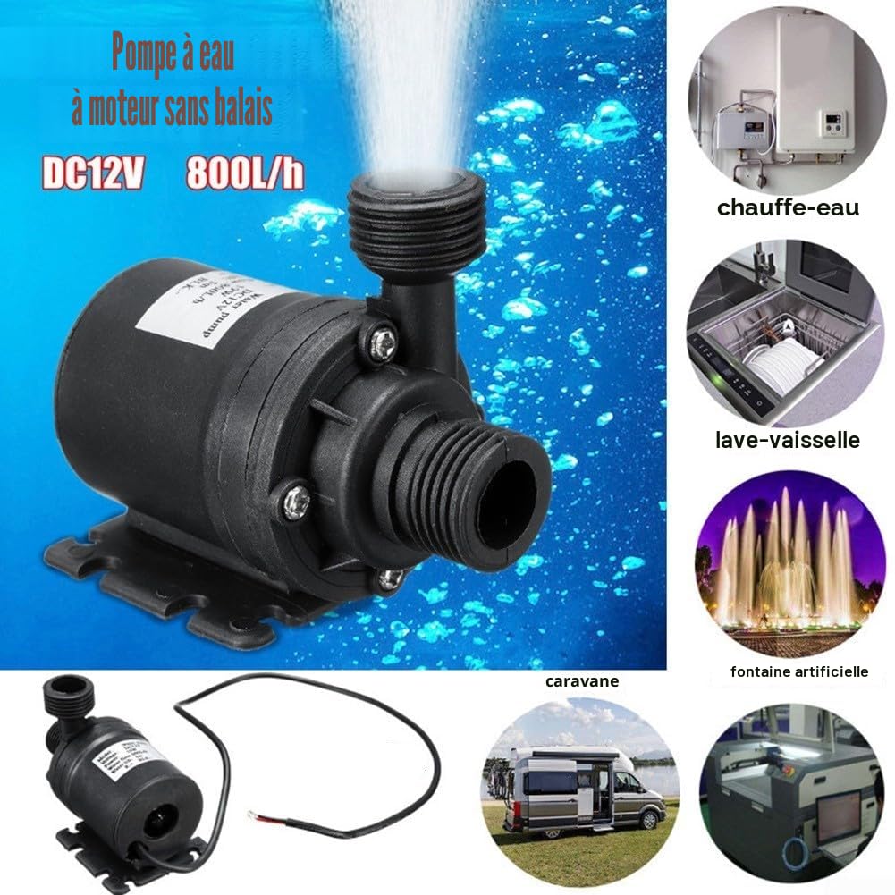 Kit de pompe solaire 50 W pour bassin de jardin, piscine avec hauteur de tête de 5 m, débit 800 l/h, faible bruit, construction ABS, boîte à piles DC 12 V
