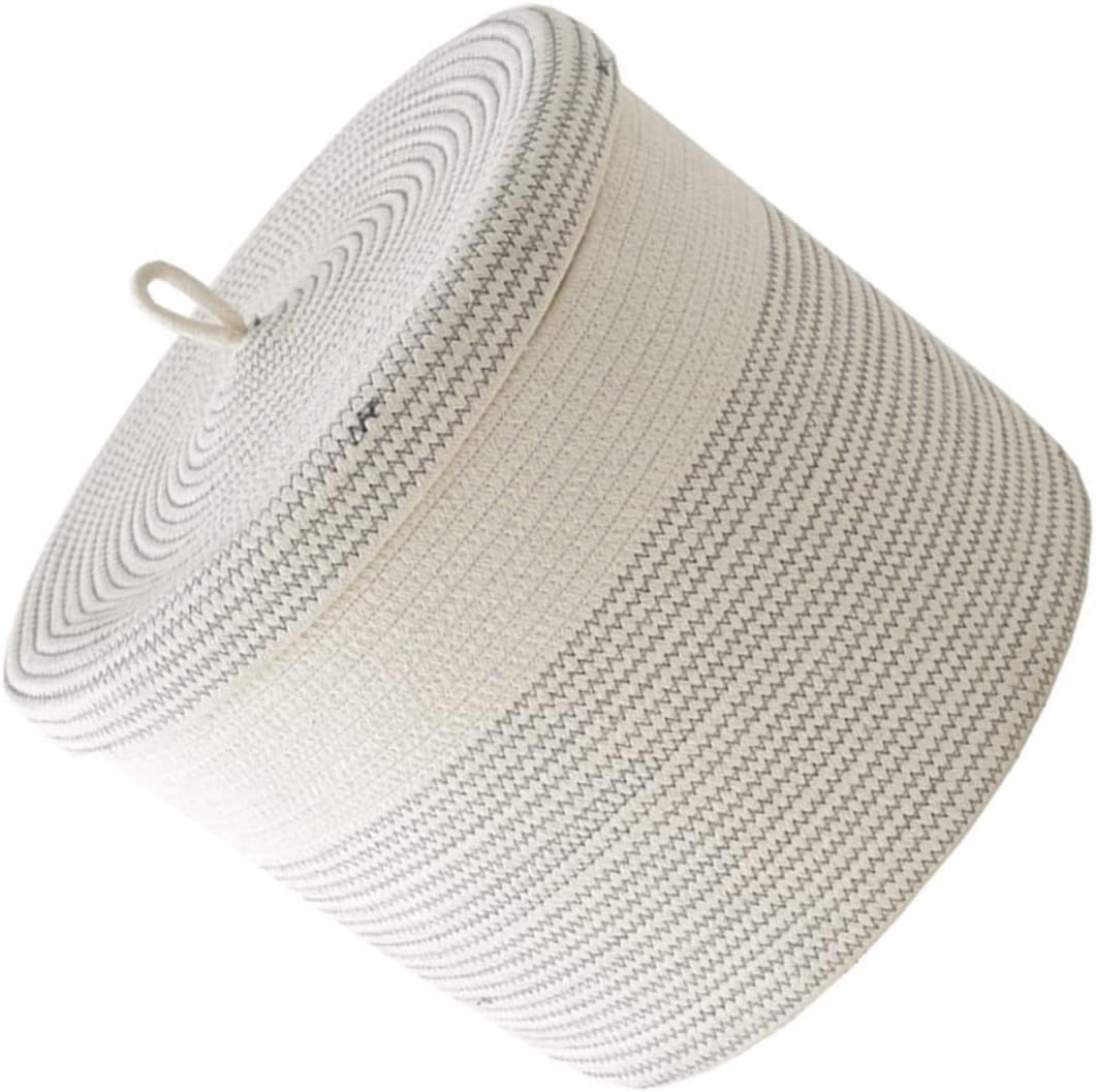 CHILDWEET Foldable Clothes Storage Basket Lid Multi-purpose Organizer for Toys Books and Sundries Cotton Rope Design for and Girls and Room