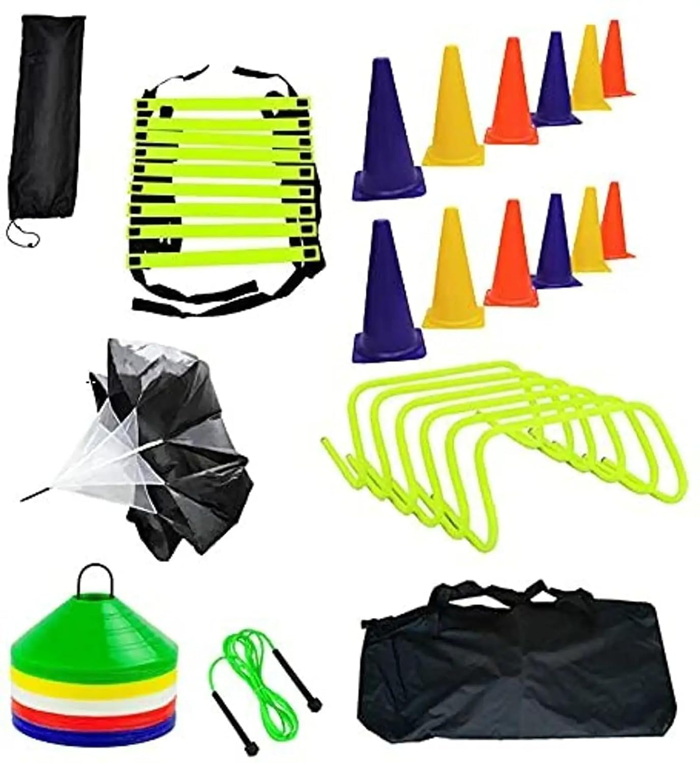 JAXTON Sports & Fitness Junction Agility Training Kit for Football, Cricket, Exercise & Athletics | Speed Ladder, Cones & Hurdles Training Set-image-3