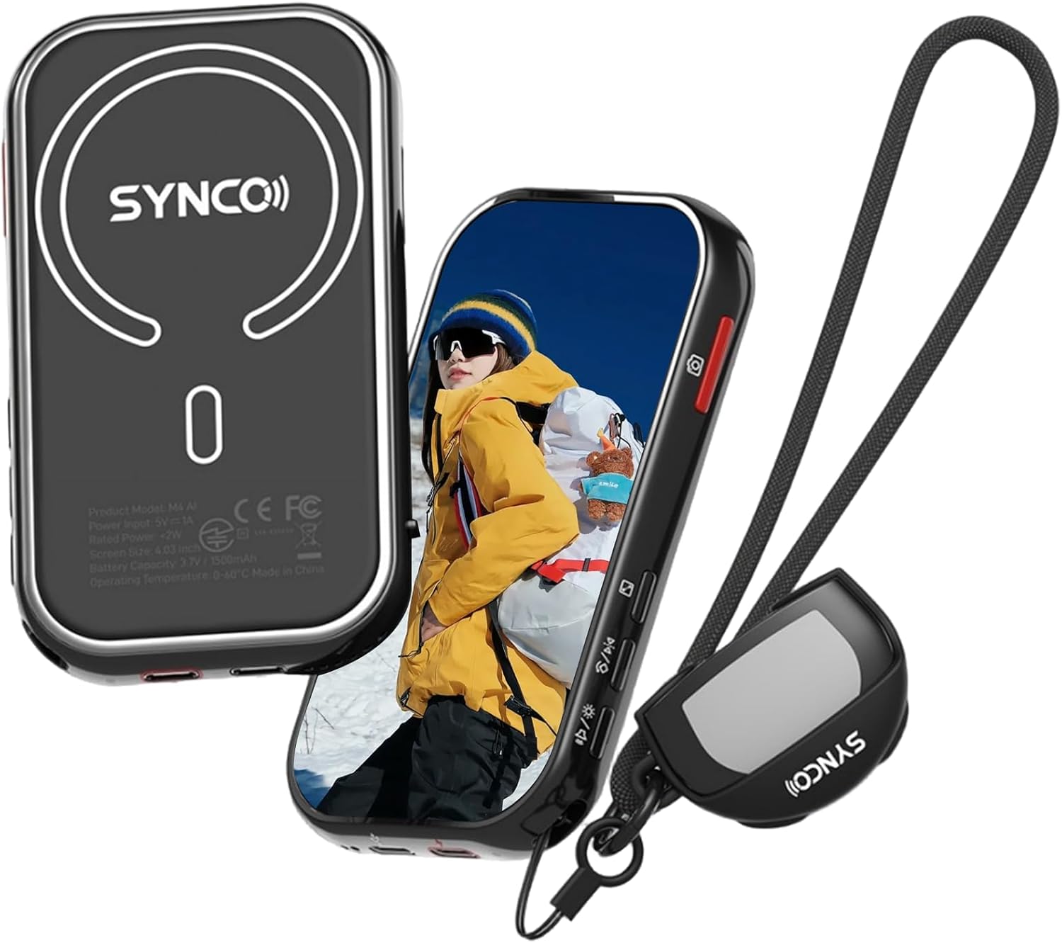 SYNCO XView M4 AI Wireless Magnetic Phone Vlog Selfie Monitor,4" 400cd/m² HD Rear Camera Monitor Compatible with iPhone & Android Phone for Live Streaming TikTok