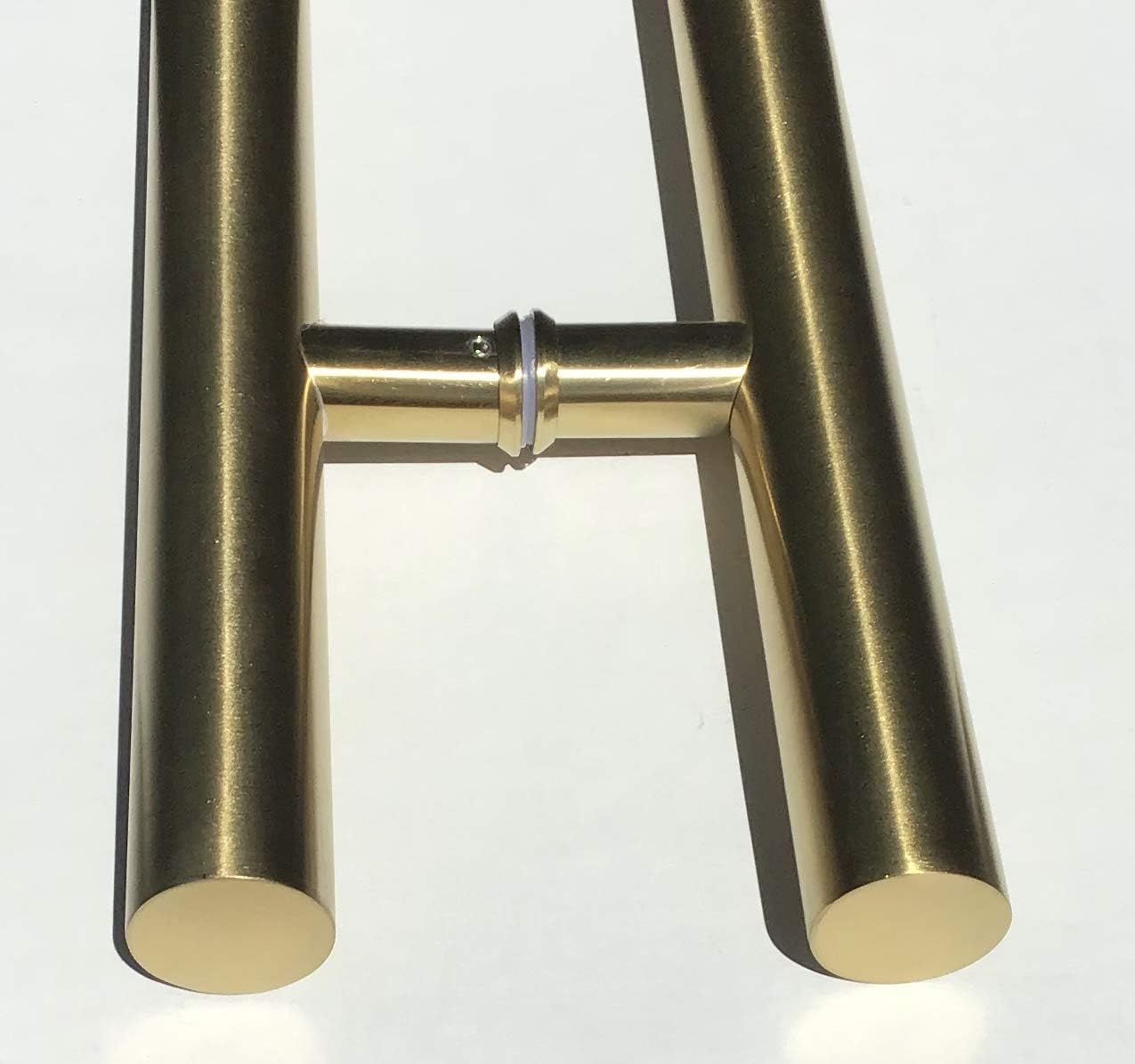 CBW 48 Inch Round Bar/H-Shape Stainless Steel Push Pull Door Handle for Solid Wood, Glass and Steel Doors, Gold Finish