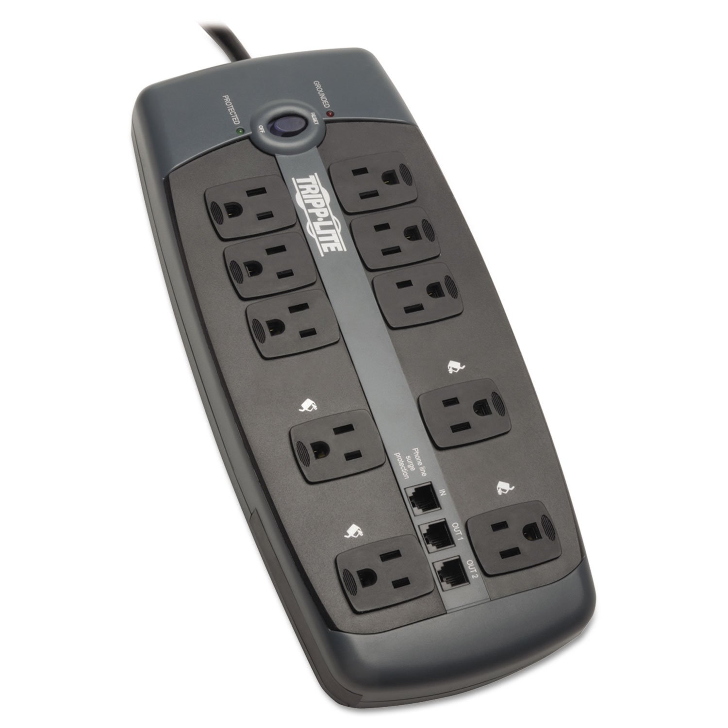 Tripp Lite TLP1008TEL TLP1008TEL Surge Suppressor, 10 Outlets, 8 ft Cord, 2395 Joules, Black