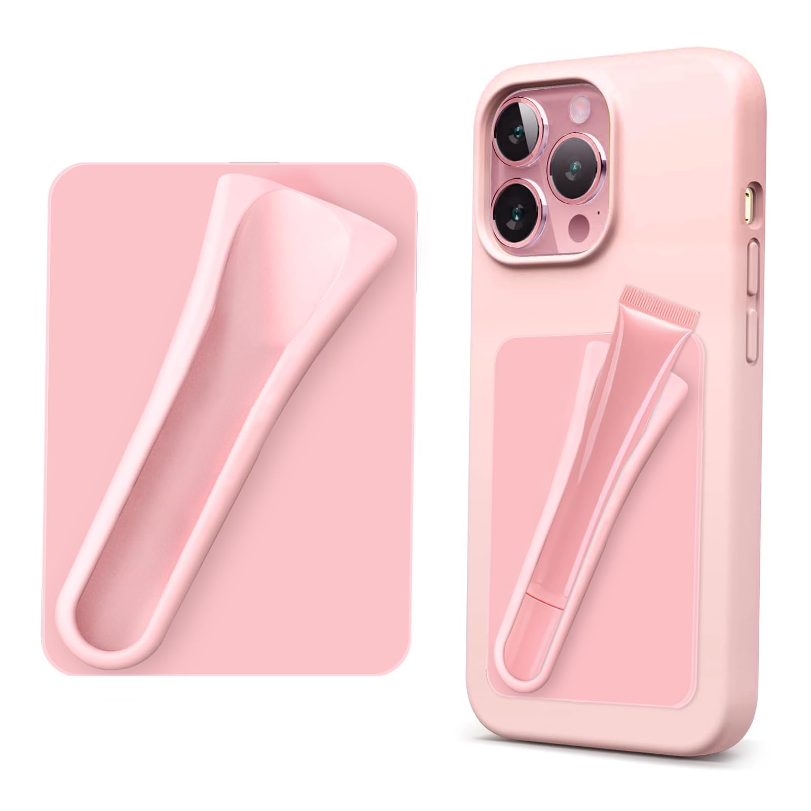 GenericSilicone Lip Gloss Phone Case, Lip Holder for Back of Cell Phone Sleeve, Stylish and Convenient Grip-On Silicone Lip Balm Case for Most Smartphones (Pink)