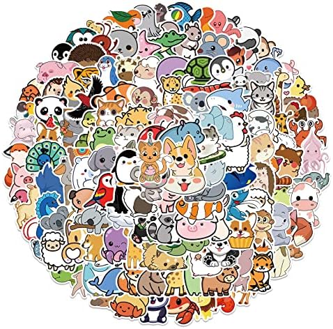 200 Pcs Cute Animal Stickers for Kids Teens Kawaii Vinyl Waterproof Stickers for Water Bottle Laptop Scrapbook