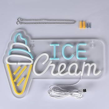Amazon.com: JOMOBUTY Ice Cream Neon Sign LED Light up Sign with