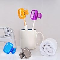 Vista 3 de Hxezoc Paquete de 4 tapas para cepillo de dientes de viaje, protector de cepillo, clip portátil de plástico para el hogar, viajes, negocios