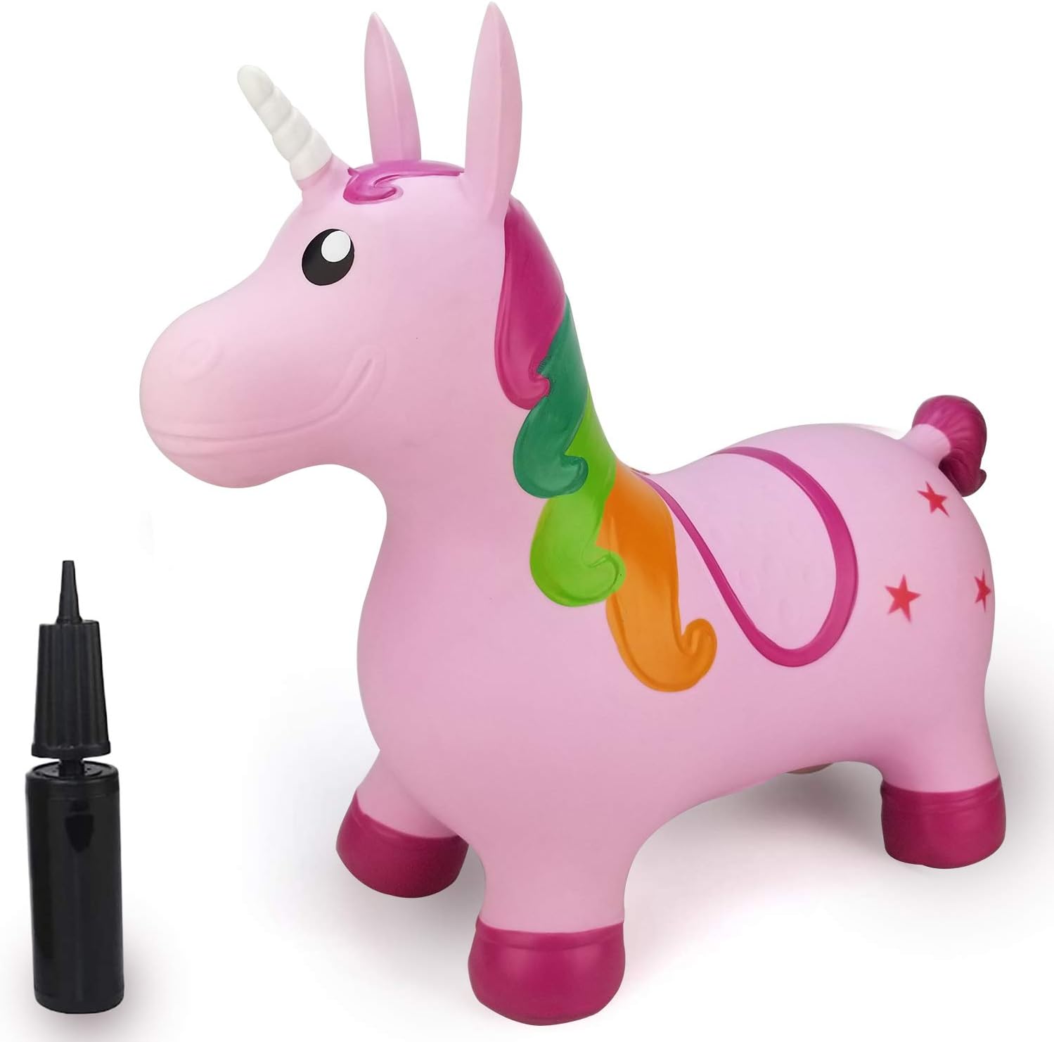 Bouncy Horse - ECO-Friendly - Animal Bouncing Horse Hopper Toy, Inflatable Ride on Jumping Bouncer for Kids (Pink)