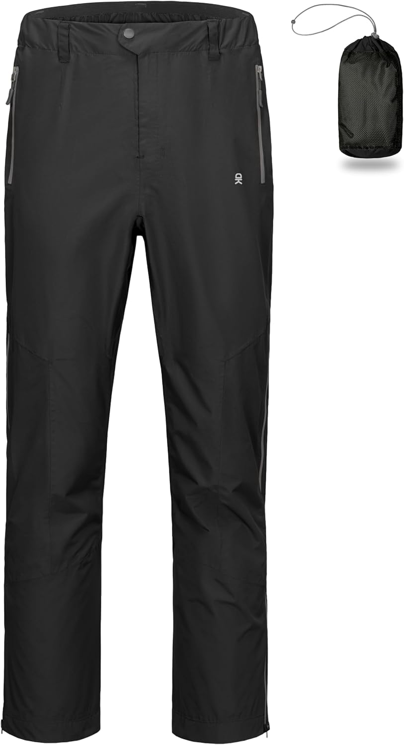 Little Donkey Andy Men’s Rain Pants Waterproof Lightweight Overpants Windproof Outdoor Pants for Hiking, Golf, Fishing