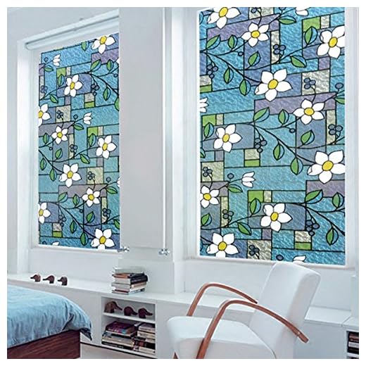 Bureze 1 st 3D solskydd fönster blomma målat glas film klistermärke hem privat dekor