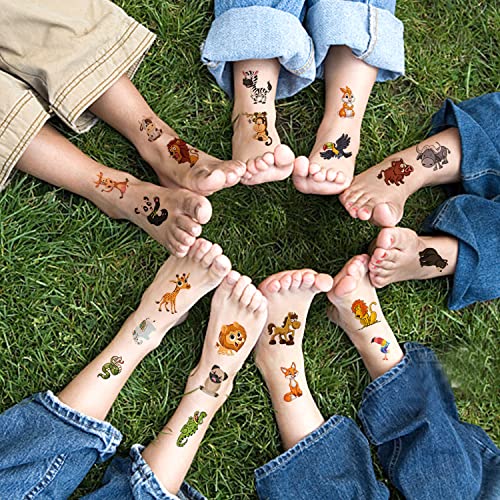 Hifanmm 10 Sheets(120Pcs) Animal Temporary Tattoos For Kids Cartoon Fake Tattoo Stickers Cute Lion Monkey Giraffe Squirrel Bird Design Waterproof Body Art Tattoo Sticker For Kids Birthday Party Decor Supplies thumb #8