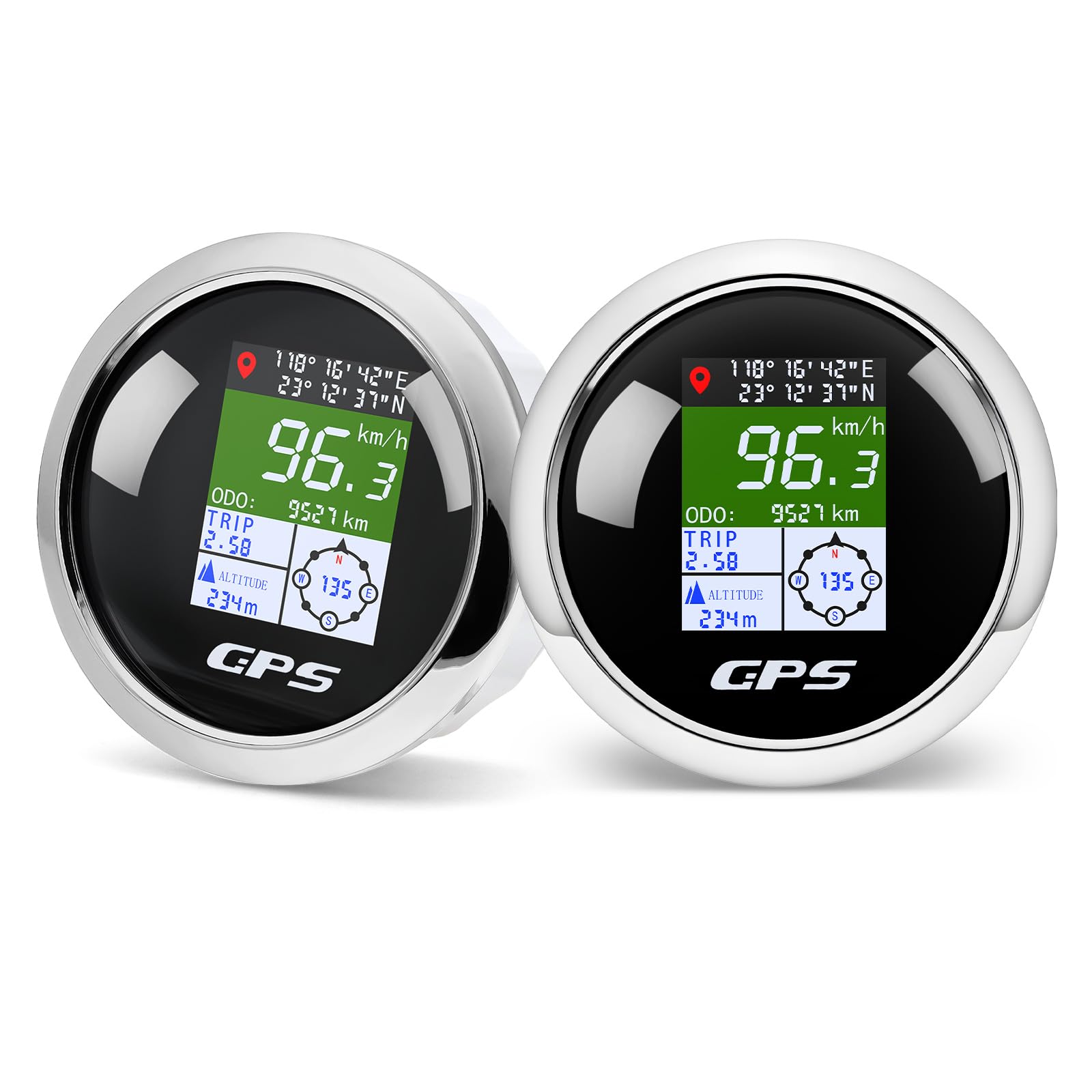 Tachimetro GPS da 85 mm con schermo a colori TFT – impermeabile digitale e odometro, regolabile per km/h, MPH, nodo – per auto, barca, moto, camion