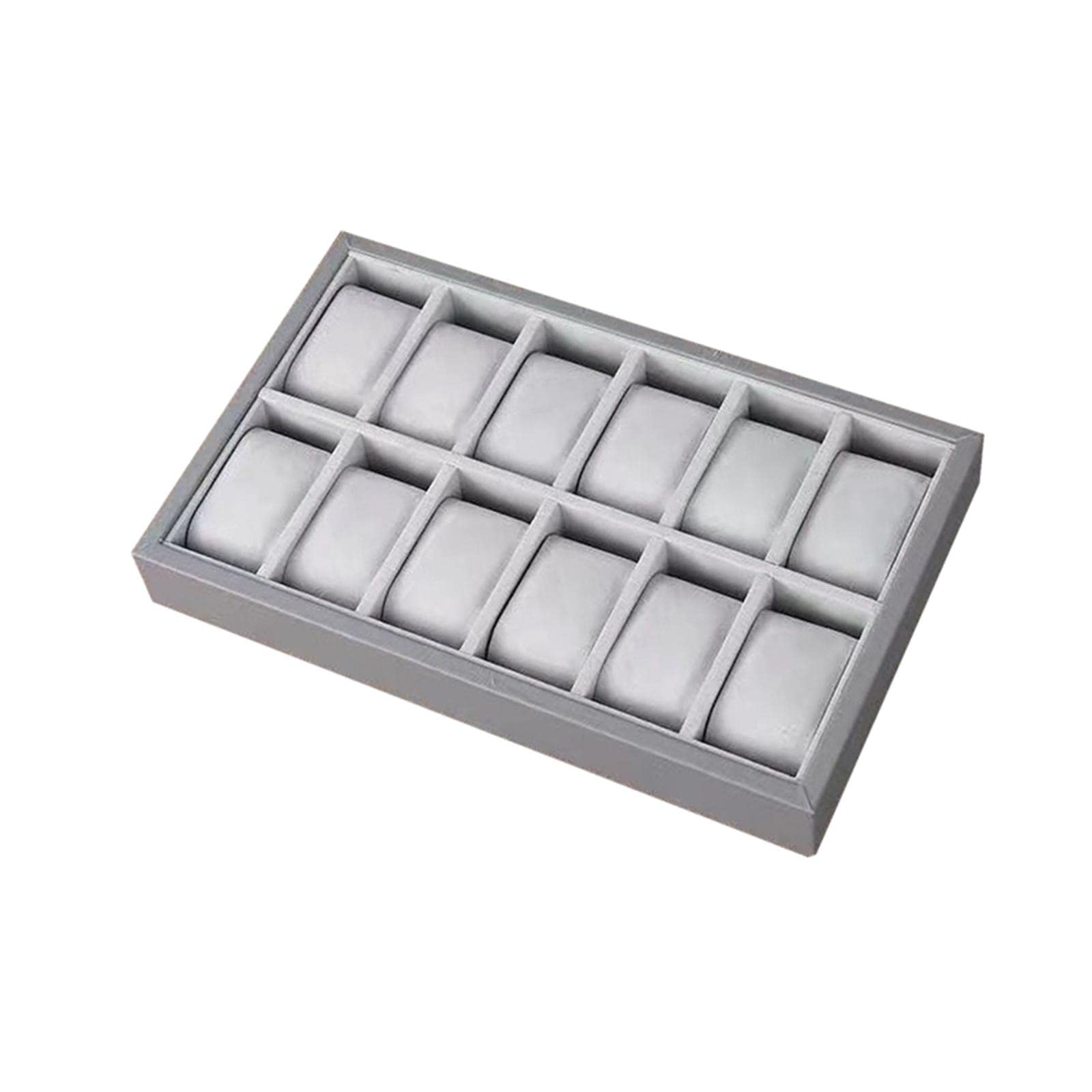 Perfeclan Soporte para Bandeja de Reloj, Bandeja de Almohadas para Reloj, Cuero PU de Madera para Hombres Y Mujeres, Almohadas, Organizador Apilable Pa, 12 Ranuras
