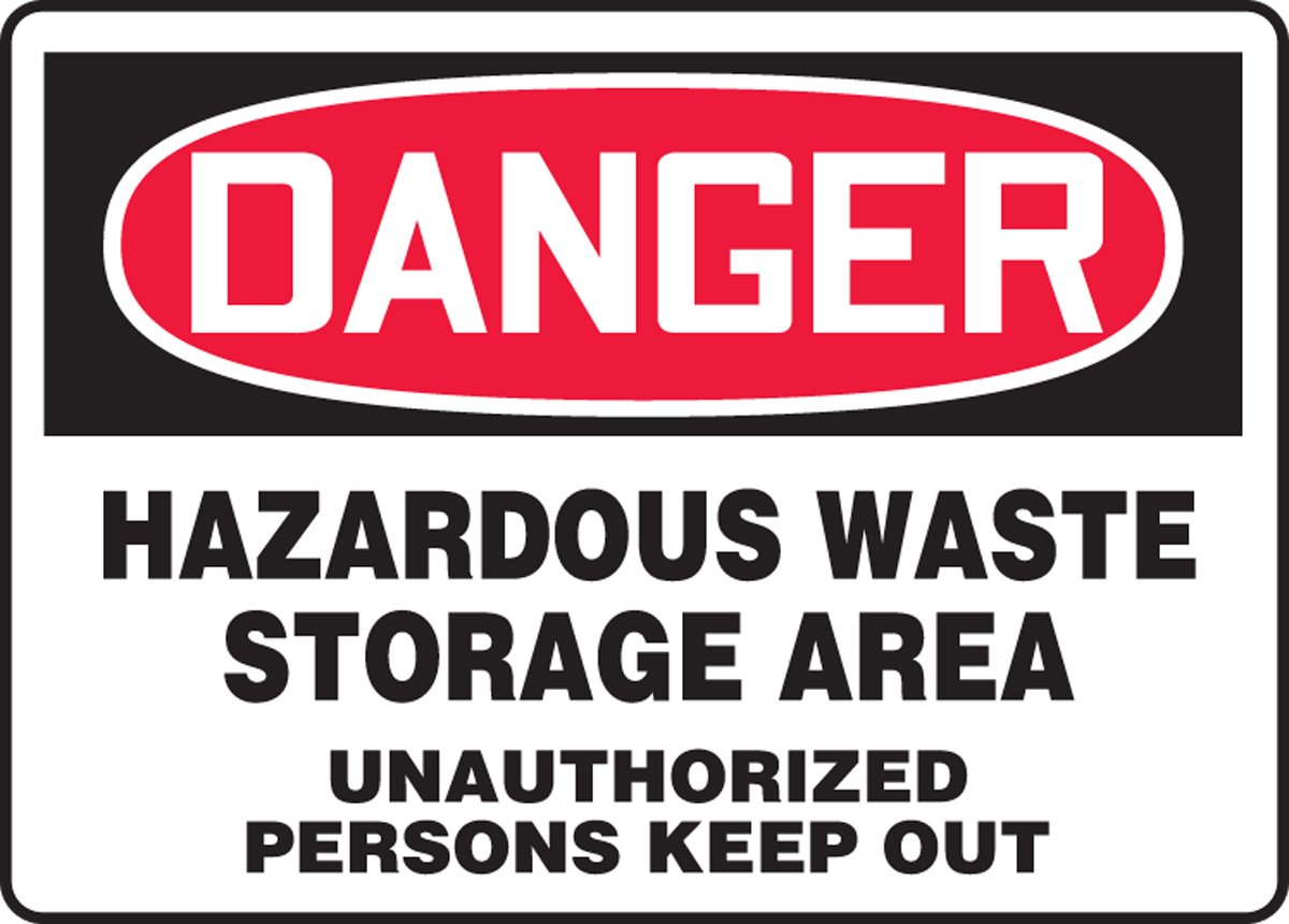 Plaque danger hazardous waste storage area adhésive pour local technique - 2