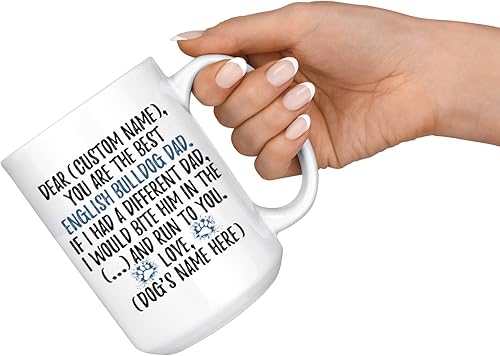 Miniatura 4 de Taza personalizada de Bulldog Inglés para papá, Bulldog británico, taza para papá de bulldog inglés, regalo del dueño de Bulldog Inglés (15 onzas)