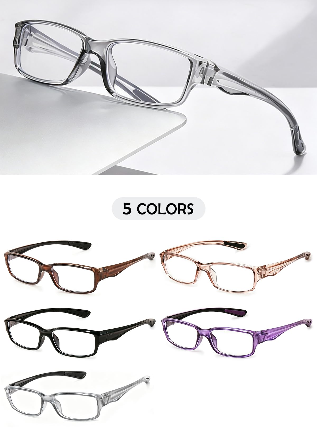 KOOSUFA Sport Lesebrille Herren Damen Anti Blaulicht Lesehilfe TR90 | Ultraleicht, Rutschfeste Brillenbügel, Arbeits Lesebrillen, Computerbrille, 0.0 +1.0 +1.5 +2.0 +2.5 +3.0 +3.5 +4.0