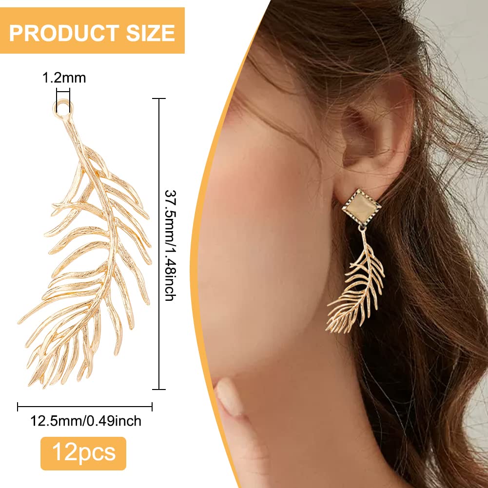 30Pcs 24K Gold Plated Brass Leaf Charms - 30mm Jewelry Making Pendants For Necklaces & Bracelets