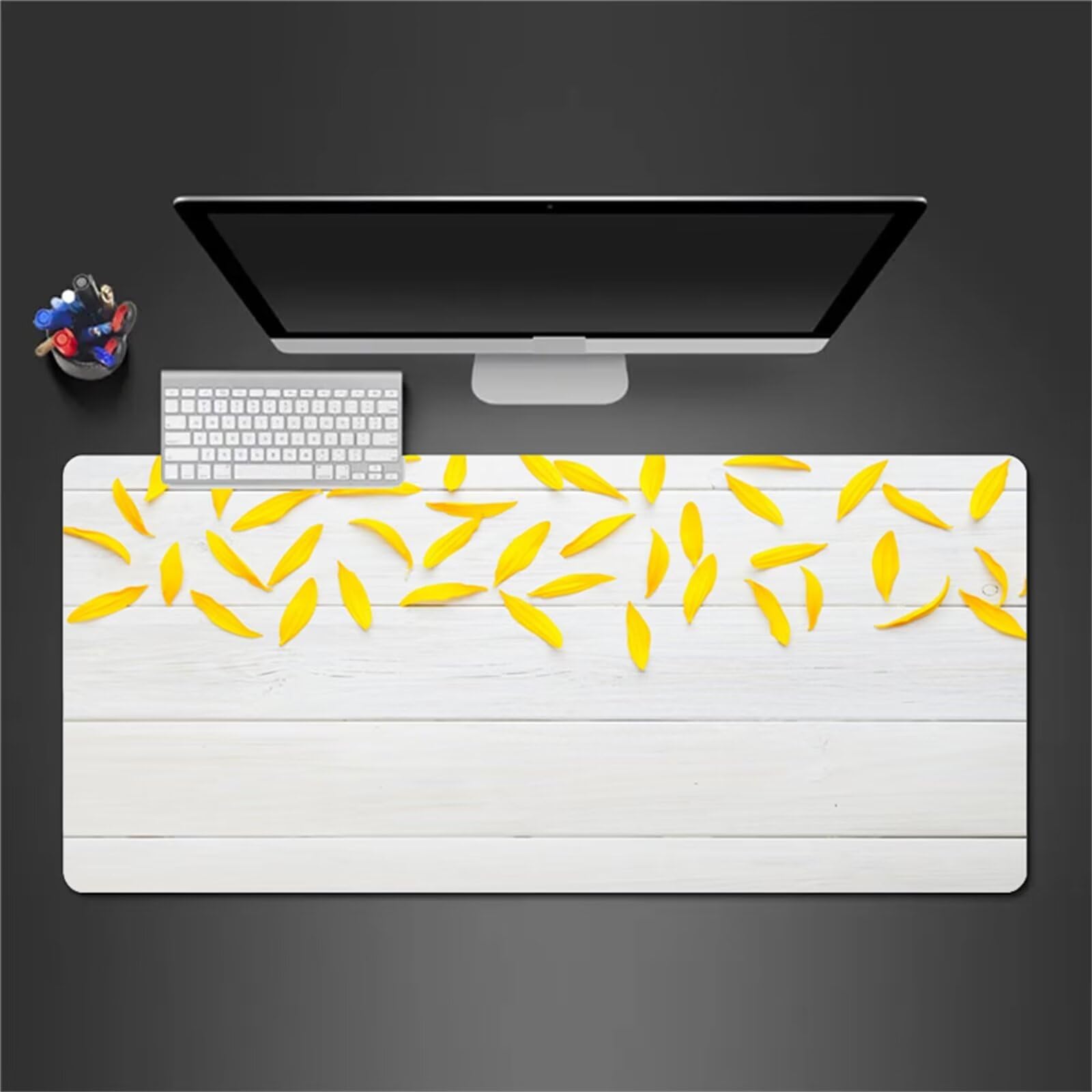 Alfombrilla Raton Gaming XXL 1200x600x2cm Alfombrilla de Ratón Grande Alfombrilla Gaming de Escritorio con Base Antideslizante para Gamers PC y Portátil (Pétalos de Madera)