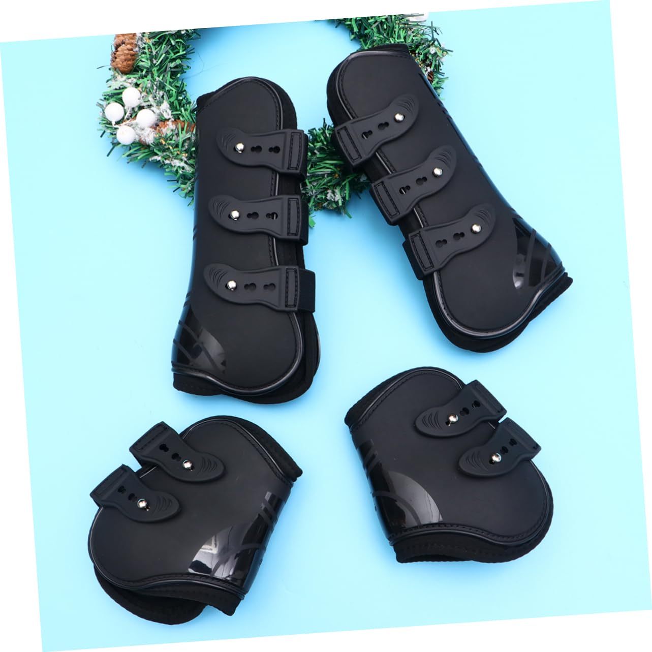 COLLBATH Protectores para Patas de Caballo Equipo Ecuestre Talla XL Negro | 2 Pares, Pu de Alta Elasticidad, Ajuste Cómodo y Antideslizante, Tamaño Xl para Uso en Patas de Caballo