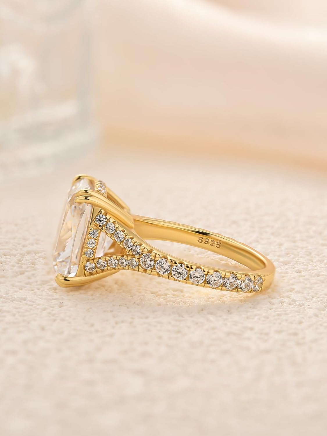 4.5CT Cushion Cut Engagement Ring with Split Shank, S925 Silver AAAAA Grade CZ Promise Ring for Women - Image 5