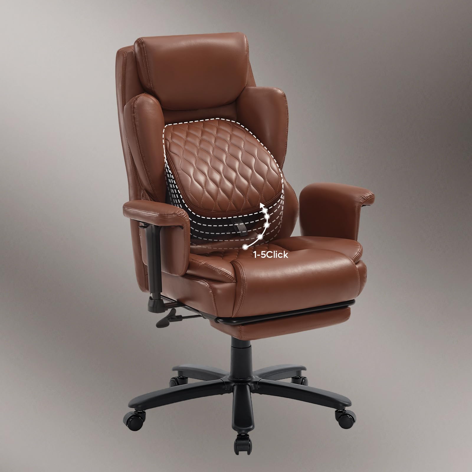 Bestier Bürostuhl Chefsessel mit Fußstütze, Stoff, Braun | Ergonomischer Drehstuhl, Verstellbare Rückenlehne, Gaming & Office Stuhl