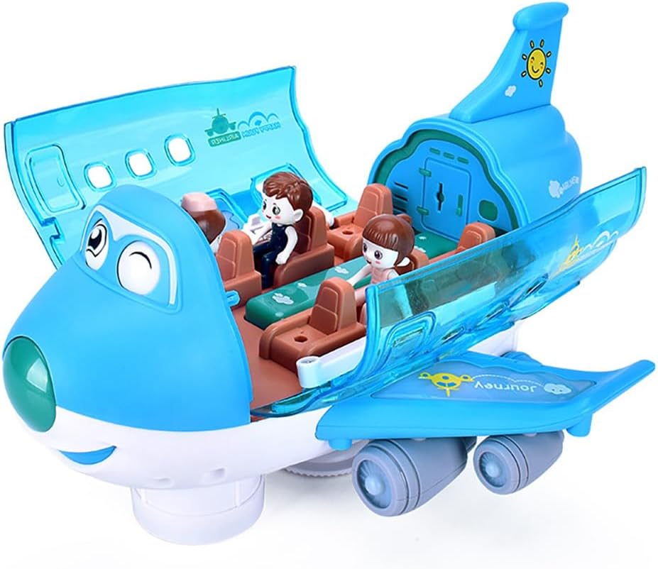 Miracland Airliner Musical Model, 360 Rotating Passenger Jet with Lights & Music, Universal Wheels, 1 Air Hostess & 2 Passingengers (Pink)