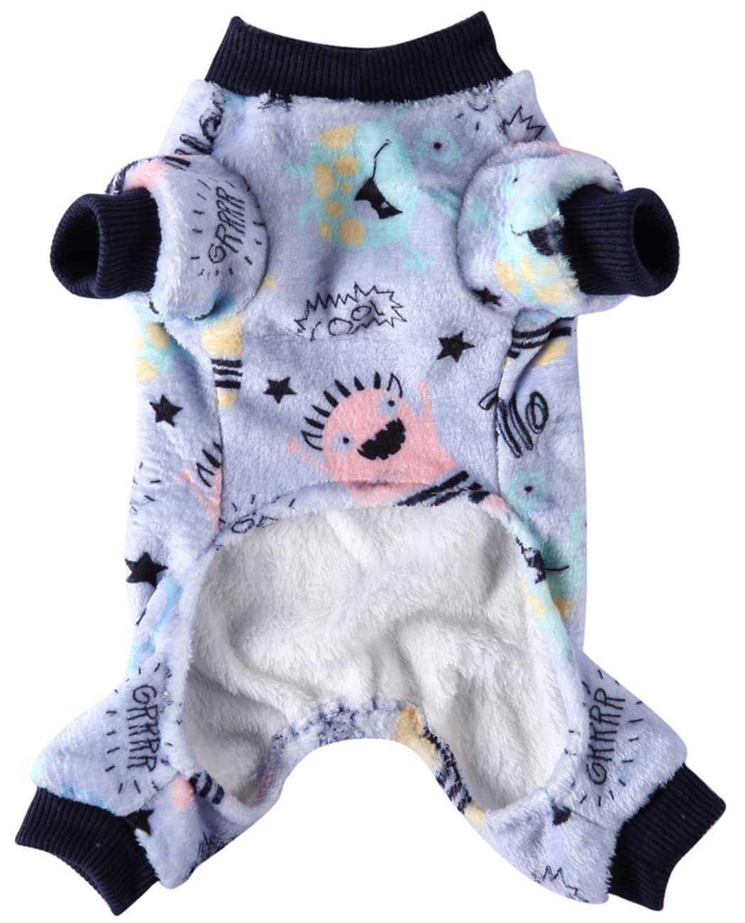XIAOYU Halloween Dog Pajamas Soft Warm Pet Clothes Cat Apparel Dog Jumpsuit for Small Dogs Cats Pets Monster, M - Image 2