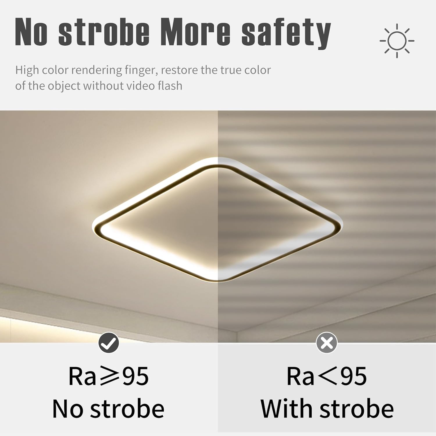 Modern Ceiling Lights，19.6 Inch Flush Mount CeilingLight, Square LED Ceiling Light Fixtures, Thin Modern CeilingLamp, Close to Ceiling Lights for Bedroom, Living Room, 3 Color Temperature Selectable