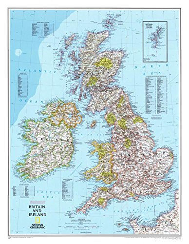 Mapa de Gran Bretaña e Irlanda Póster 23 x 30 en by National Geographic