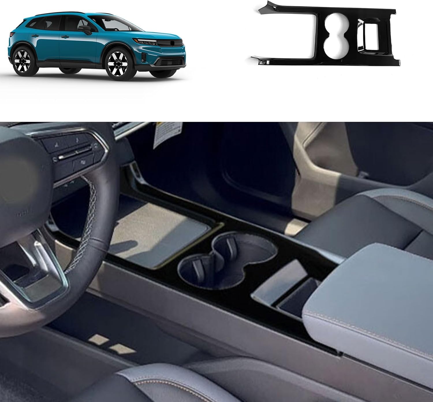 Gear Shift Panel Cover Compatible with Honda Prologue 2024 2025 Gear Shift Console Panel Trim Cup Holder Frame Cover Interior Car Accessories ABS 1PCS(Glossy Black Style)