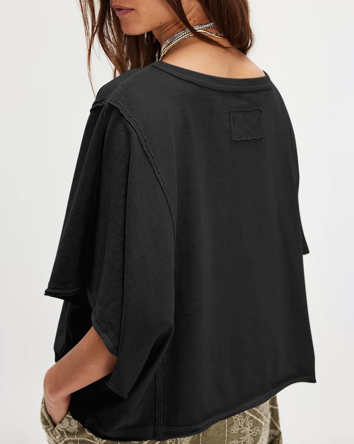 Women's Oversized Cotton T Shirt Loose Fit Casual Short Sleeve Summer Top 2026 Vintage Washed Basic Tees - Image 4