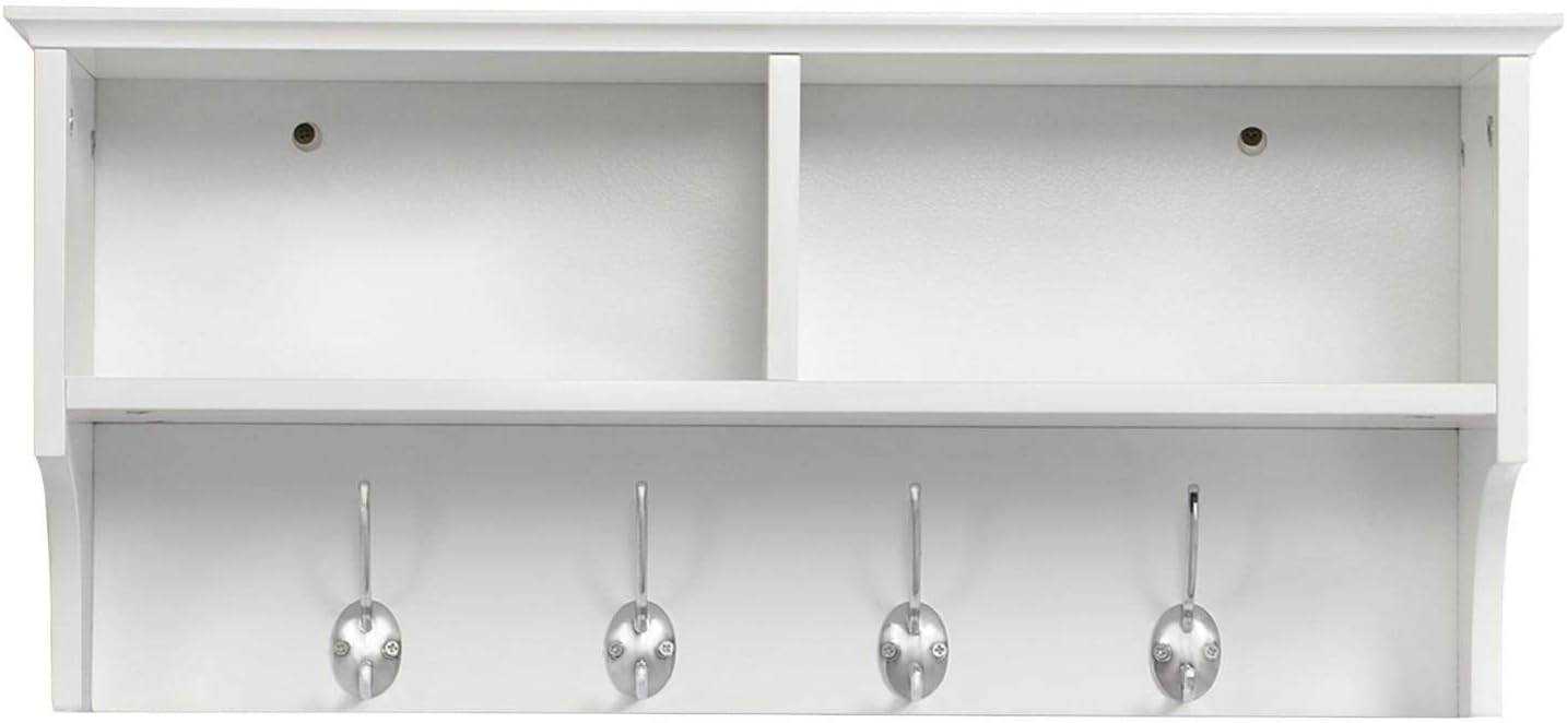 chinkyboo Hallway Coat Hook & Storage Unit White 4 Hooks Storage