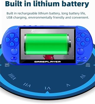 JXD Multifunctional Video Game Console 5.1 inch 7500 Free Retro Games Handheld Game Console Portable Pocket Children's Game Player Mini Arcade Emulator Device mp3/4 Holiday(Dblue)