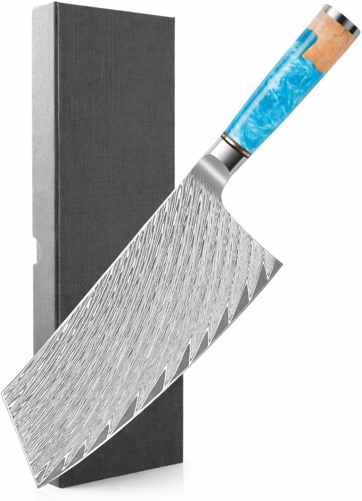 Epicurean Cook 4 Inch Damascus Paring Knife – Premium Japanese VG10 Steel – Ultra-Sharp Precision Peeling & Trimming Knife – Blue Resin & Burl Wood Handle – Professional Kitchen Knife – Ideal Gift