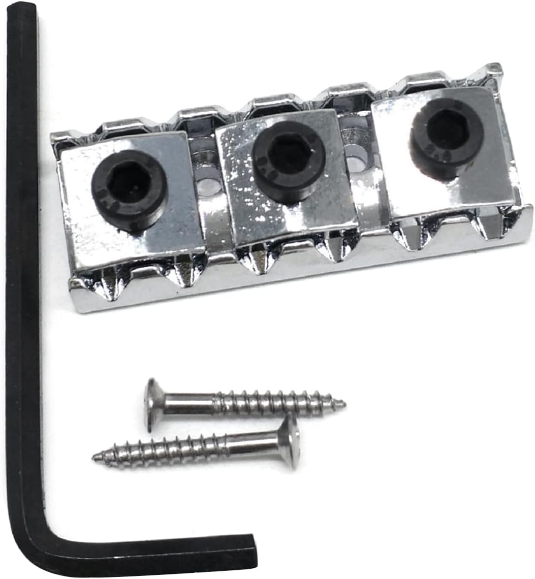 PucoGuitar Lock Nut Zinc Alloy Guitar String Locking Nut with Mounting Screw & Wrench for Floyd Roses Style Electric Guitar