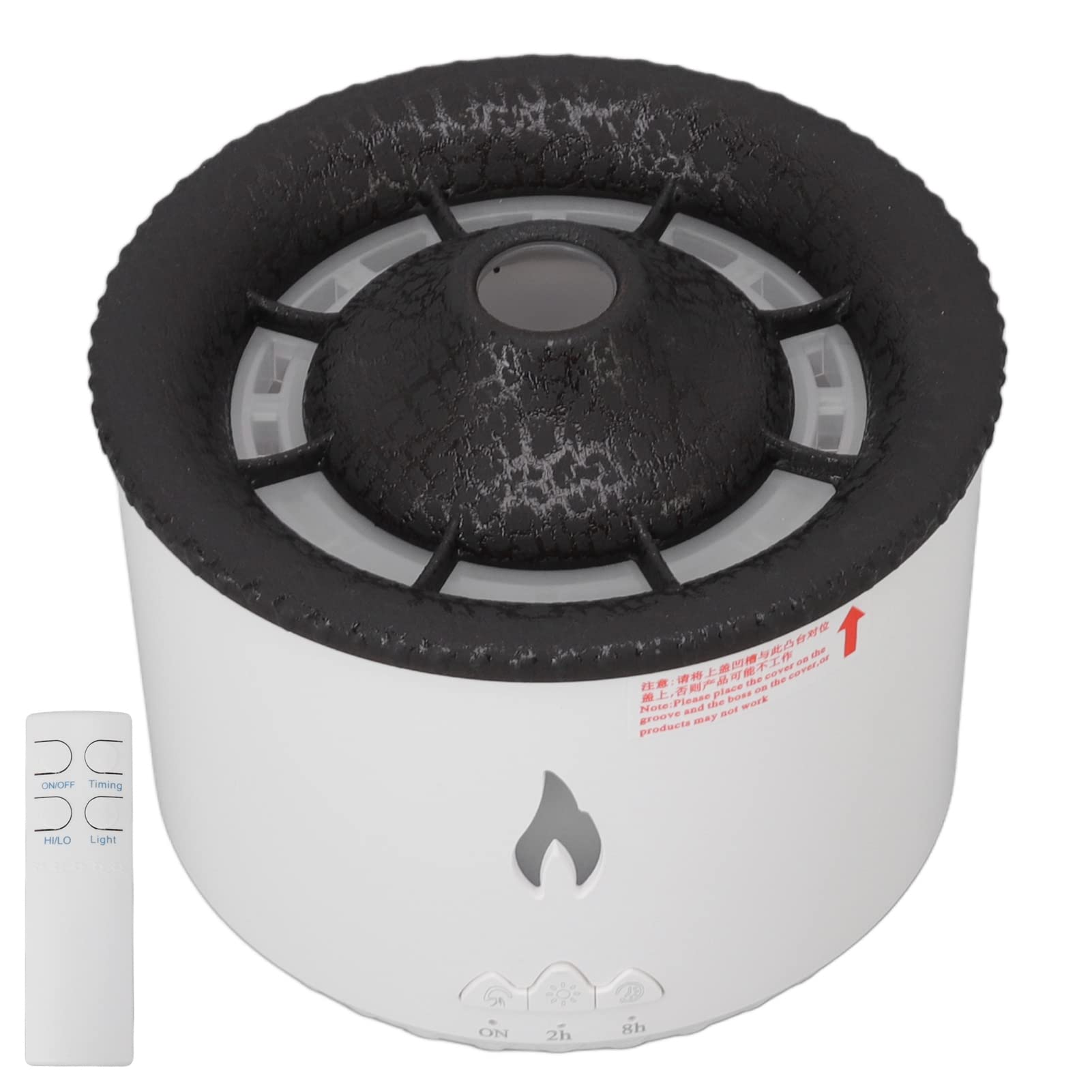 Diffuseur de Flamme Seajelly Humidificateur Atomisant Anneau de Fumée avec Télécommande Fissure Noire Flamme Bleue Bicolore pour Salon Chambre Matériau ABS 300 ML Ultrasons