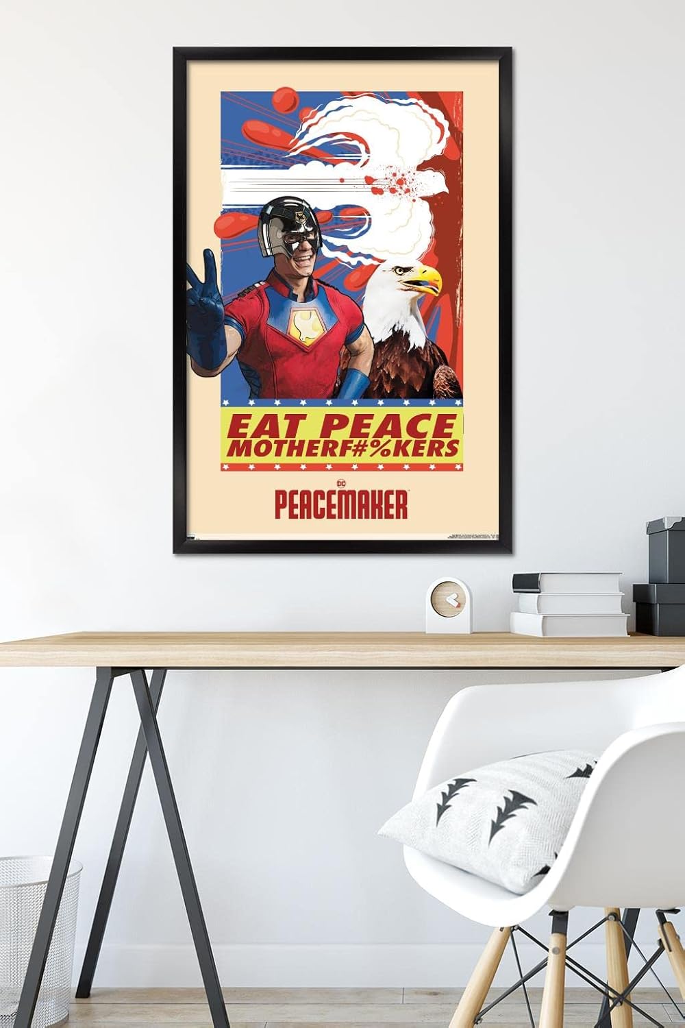 DC Comics TV Peacemaker - Eat Peace Wall Poster, 34L" x 22.4W", Black Framed Version